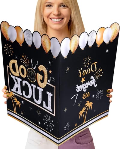 Grote Verjaardagskaart voor Pensioen, 55.5x36cm, Feestdecoraties, Jumbo Groetboek voor Gepensioneerden, Afscheidskaart voor Mannen en Vrouwen, Perfect Cadeau