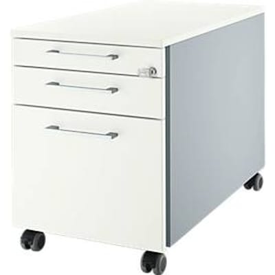 Schäfer Shop  Genius Verrijdbaar ladeblok 126, met hoekgreep B 435 x H 577 mm, blank aluminium/blank aluminium/wit