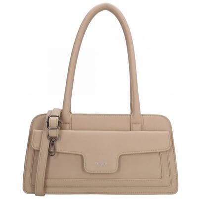 Charm London Monaco Shopper - Schoudertas - Crossbody - Dames - Verstelbare en Afneembare Schouderband - Overslag met Drukker - Ritsvakken - Stijlvol en Praktisch - Zand