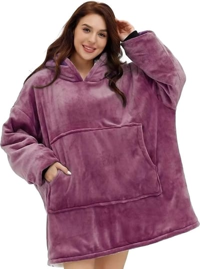 Hoodie Deken - Poederroze - Fleece Deken Met Mouwen - extra 1400g groot - Hoodie - Oversized Blanket - Dames & Mannen - Hoodie Blanket - Voor Kinderen, Dames & Mannen