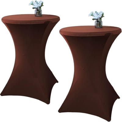 Cocktail Tafelkleed - Ronde Hoes - Feestelijke Decoratie - Elastische Pasvorm - 80x110cm - Bruin