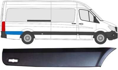 Zijlijst sierlijst achterspatbord voor Mercedes Sprinter 2006-2018 / Rechts