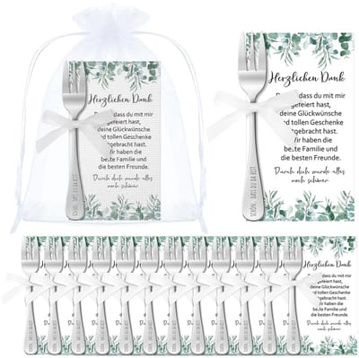 Dailygoods- Taartvorkjesset 12 Stuks - Decoratieve Tafelsetting - Bedankjes - Organzazakjes - Bedankkaartjes - Emotionele Herinneringen - Feestbedankjes