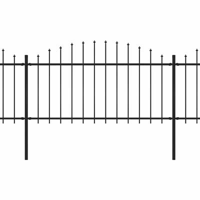 vidaXL - Tuinhek - met - speerpunt - staal - 671x150 - cm - zwart