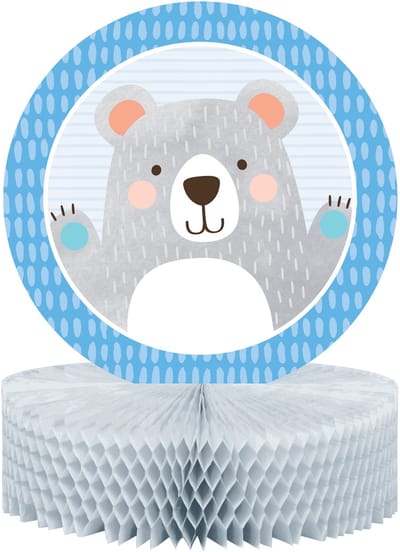 BIGIEMME SRL - Honingraat tafeldecoratie kleine grijze beer 30,5 x 22,8 cm voor babyshower