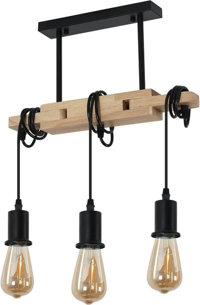 Hanglamp van Houten Plafond - Verstelbare Vintage Hanglamp voor Woonkamer Keuken Slaapkamer