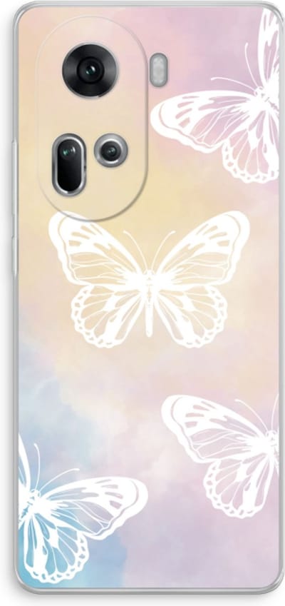 Case Company® - Hoesje geschikt voor Oppo Reno 11 hoesje - White butterfly - Soft Cover Telefoonhoesje - Bescherming aan alle Kanten en Schermrand