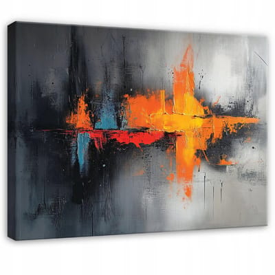WALLARENA - Canvas schilderij - 100x70 cm - abstracte afbeelding in grijs en zwart voor slaapkamer, woonkamer en keuken