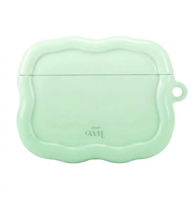 xoxo Wildhearts hoesje geschikt voor AirPods Pro - Sage Sorbet - Ook als telefoonhoesje verkrijgbaar - Schokbestendige wavy case - Koptelefoonhoesje - Beschermhoes met golvend design - Groen