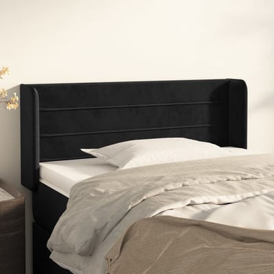 vidaXL - Hoofdbord - met - randen - 83x16x78/88 - cm - fluweel - zwart