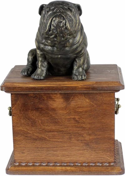 Houten urn voor Engelse Bulldog - urn met honden silhouet voor as