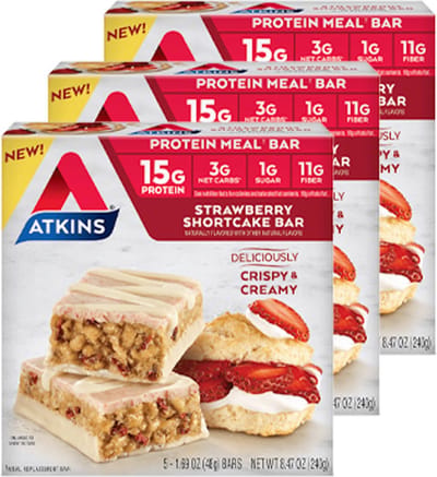 Atkins | High Protein Bar | Strawberry Shortcake | Doos | 3 stuks | 3 x 192g