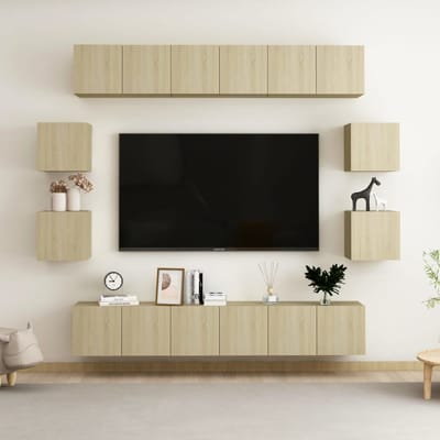vidaXL - 10-delige - Tv-meubelset - bewerkt - hout - sonoma - eikenkleurig