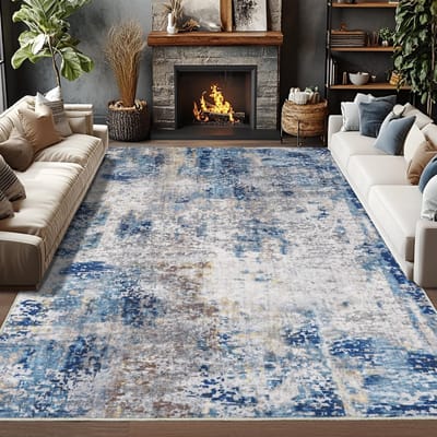Woonkamer Vloerkleden Zacht Groot Modern Abstract Vloerkleed, Boho Vintage Machinewasbaar Antislip Tapijt, Laagpolige Vloerkleden 183x275cm