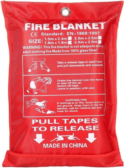 Branddeken voor snelle inzet bij noodsituaties, eenvoudig te installeren, ideaal voor keuken en kantoor, 2 x 2 m, kleur: wit, brandveiligheid, noodhulp, bescherming tegen vuur