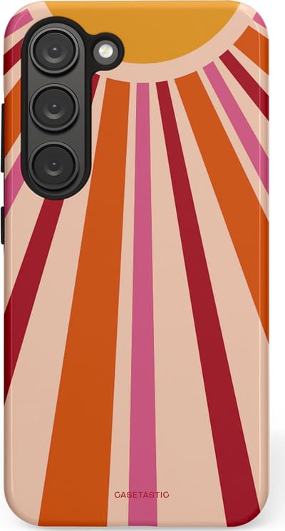 Casetastic Hoesje Geschikt voor Samsung S23 - Stijlvolle Beschermende Duo-layer Case - Retro straal