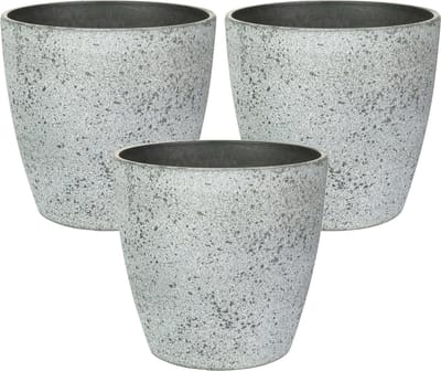 Ter Steege Bloempot/plantenpot - 3x - buiten - betongrijs - D19/H15 cm