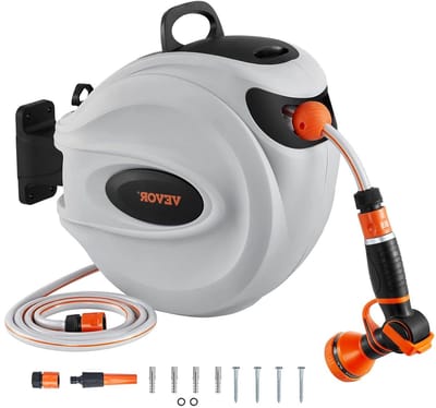 Slanghaspel Tuinslang - Automatische oproller - Tuin Besproeien - 180 Graden Draaibaar - 30 Meter - Grijs