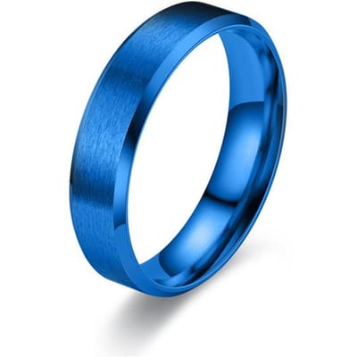 Eenvoudige 6mm Herenringen Titanium Roestvrijstalen Ringen Voor Mannen Vrouwen Mat Geborsteld Trouw Verlovingsring Ring Unisex Sieraden Cadeau 8 blue
