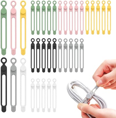 Dailygoods- Silicone Kabelbinders Herbruikbaar - Set van 30 - Duurzaam - Antislip - Kleurrijk - Ideaal voor Kabelbeheer