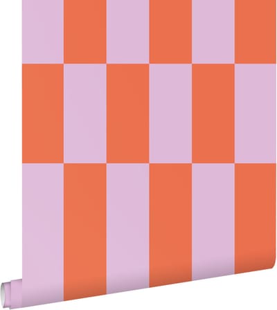ESTAhome behang streep lila paars en koraal rood - 50 x 900 cm - 130920