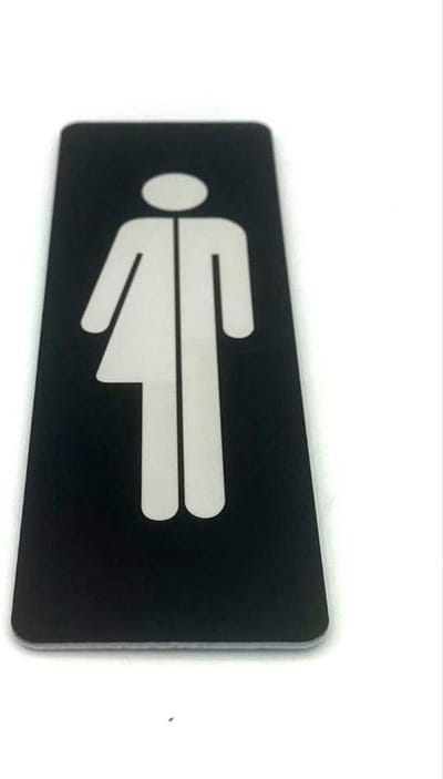 Deurbordje Toilet genderneutraal - 50 x 150 mm (incl. dubbelzijdige tape) - zwart / wit | Geborstelde RVS-look toplaag | Gratis Verzending