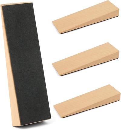 Houten Deurstopper - Deurwig - Huis Veilig Houden - Antislip Rubberen Basis - 12 cm x 1.5 cm - Houtkleurig