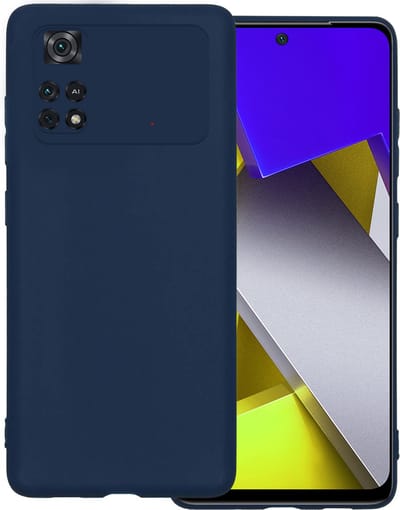 Hoesje Geschikt voor Xiaomi Poco X4 Pro 5G - Sterk & Shockproof - Hoes Cover - Siliconen Case - Donkerblauw