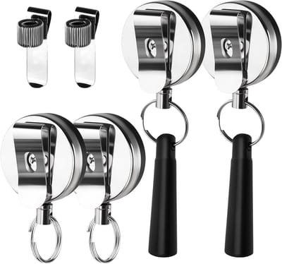 Zware Retractable Penhouder met 65cm Trekkoord - 4 Stuks, Ideaal voor Architecten, Bouwvakkers en Kantoorwerkers