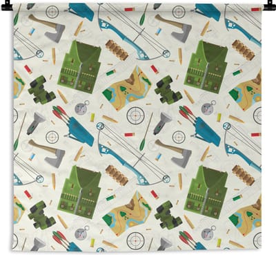 Wandkleed - Wanddoek - Boog - Kogels - Patronen - 180x180 cm - Wandtapijt