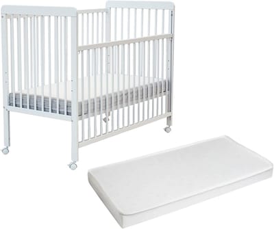 Houten Uitschuifbaar Babybedje met Matras 60 x 120 cm - Wit