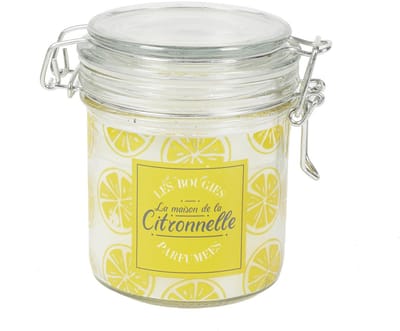 Zeste de Soleil – Citronella Geurkaars tegen Muggen – Ø 8,5 cm – Buitenkaars met Citroengeur – Glazen Weckpot – Anti-Mug Kaars voor Tuin & Terras - Geel