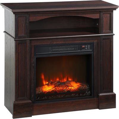 Sfeerhaard Elektrisch - Elektrische kachel - Elektrische haard - Vrijstaande elektrische - 1800W - Met opbergruimte - LED Vlameffect - Afstandsbediening - Instelbare helderheid - 80x32x80 cm - Bruin