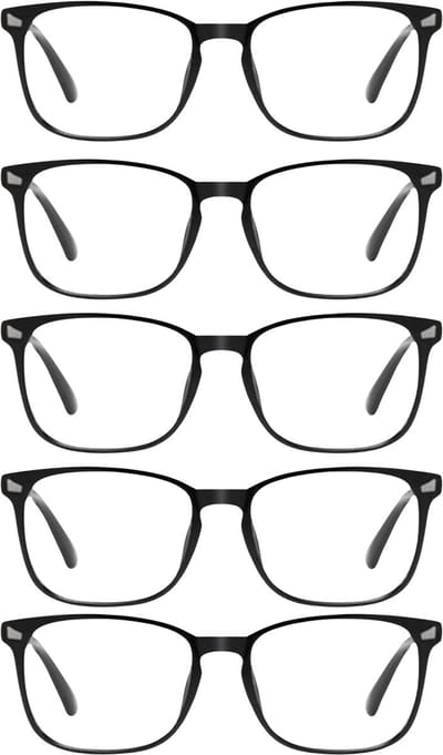 XYZ Eyewear Set van 5 Leesbrillen +1.00 - Dames - Heren - Leesbrillen - Trendy - Lees bril - Leesbril met sterkte - Voordeel - Stijvol - Zwart - Met sterkte +1.00