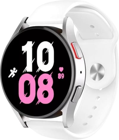 Strap-it 20mm - lichtgevend / glow in the dark bandje geschikt voor Samsung Galaxy Watch 7 (40 & 44mm) / Watch 6 (Classic) / Watch 5 / 5 Pro / Watch 4 (Classic) / Watch 3 41mm / Watch 1 42mm / Watch Active(2) / Watch FE - Polar Ignite - wit