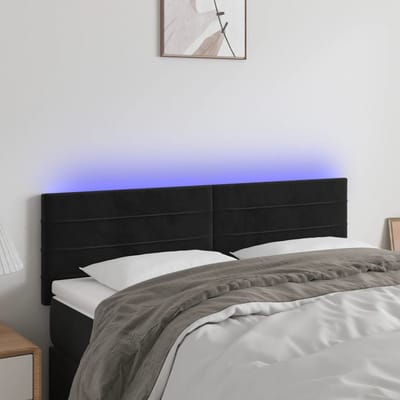 vidaXL - Hoofdbord - LED - 144x5x78/88 - cm - fluweel - zwart