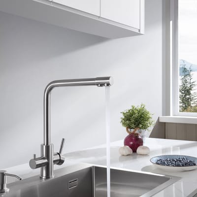 CECIPA max Keuken Kraan - 3 Wege Keukenkraan - Drinkwaterkraan - 360° Draaibaar Keukenmengkraan - 3-in-1 Hogedruk Mengkraan - Zilver