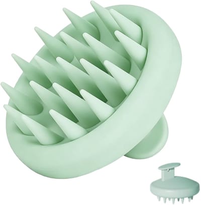 Dailygoods - Massageborstel van hoofdleer, siliconen, scalp borstel, peeling, cuero Cabelludo, voor droog en nat haar, stimulatie, groei, groen, scalp massager