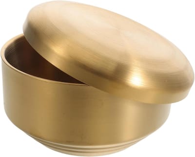 Scheerkom met Deksel - Scheerzeepkom Houder - Natte Scheerbeurt - Dubbelwandige Isolatie - 13.5 x 7.5 cm - Goud