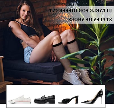 4 Paar Kousen met Visnet voor Dames - Hoge Zwarte Visnetkousen, Transparante Holle Sokken voor Jurken en Boots, Mode Accessoire voor Elke Gelegenheid