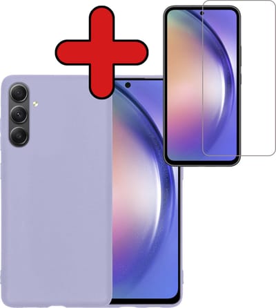 Hoesje - Met Screenprotector - Geschikt voor Samsung Galaxy A54 - Sterk & Shockproof - Telefoon Hoes - Back Cover - Siliconen Case - Telefoonhoes - Lila