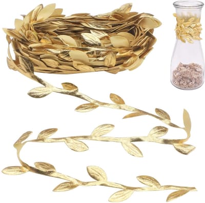 10 m gouden ranken, kunstplantenrank, bladerslinger, kunstrank, kunstbladeren, bladband, doe-het-zelf bladeren, slinger, voor feest, bruiloft, ceremonie, lampdecoratie