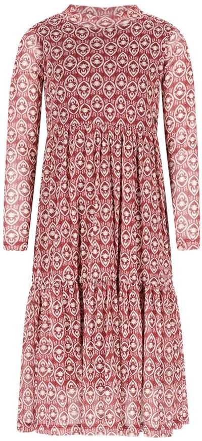 Like Flo - Mae Flo girls midi AOP mesh dress rood - rood - Maat 104