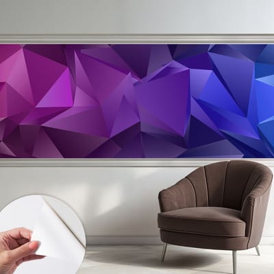 Coloray Zelfklevend Behang - Paarse driehoeken Stickerbehang op rol - 250x104 cm - Paars Zelfklevend Behang - Voor de slaapkamer, woonkamer en kantoor - Plakklare achterzijde - Zelfklevend fotobehang