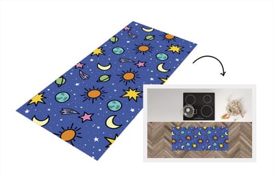 Keukenloper - Loper keuken - Planeten - Sterren - Design - 120x50 cm - Keukenloper vinyl