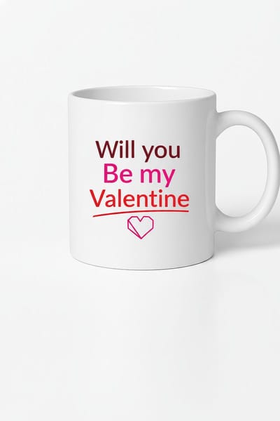 Valentijn Mok 'Will You Be My Valentine' met Hartje | Romantisch Cadeau | Keramiek