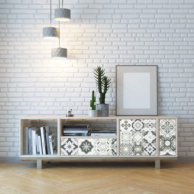 Meubeldecoratiestickers - Zelfklevende stickers voor keuken en woonkamer - 24 Belinda cementtegel meubelstickers - 24 stickers 10x10cm