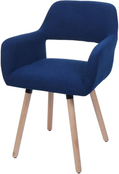 Eetkamerstoel MCW-A50 II, stoel Keukenstoel Gestoffeerde stoel, hout Stof/textiel Cord (400 g/m²) MVG ~ blauw