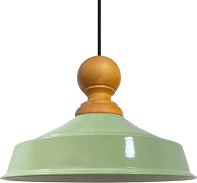 Bamyum Asletl Industriële Hanglamp Van Hout, Mintgroen Metalen Lamp