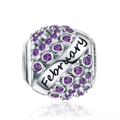 Februari Maand Bedel - Sterling Zilver & Paarse Zirkonia - RomyStones